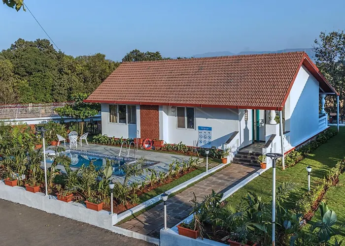 Saffronstays Mariposa Rio- 2Br Goan-Style Riverside Pool Villa With Machan, Garden & Bonfire Near Mumbai Karjat